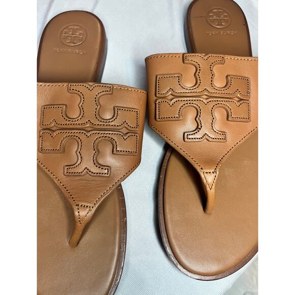 Tory Burch Jamie Weston Logo Sandals in Royal Tan US 7.5 - Picture 4 of 7